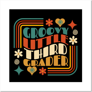 Groovy Little Third Grader First Day of School Posters and Art